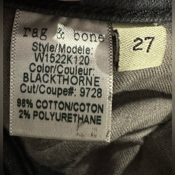 Rag & Bone Jean Blackthorne Distressed Skinny Jeans Ankle Zip Size 27 - Picture 8 of 9